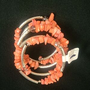 LOFT Coral Chip Coil Bracelet with Silver-Tone Tubes